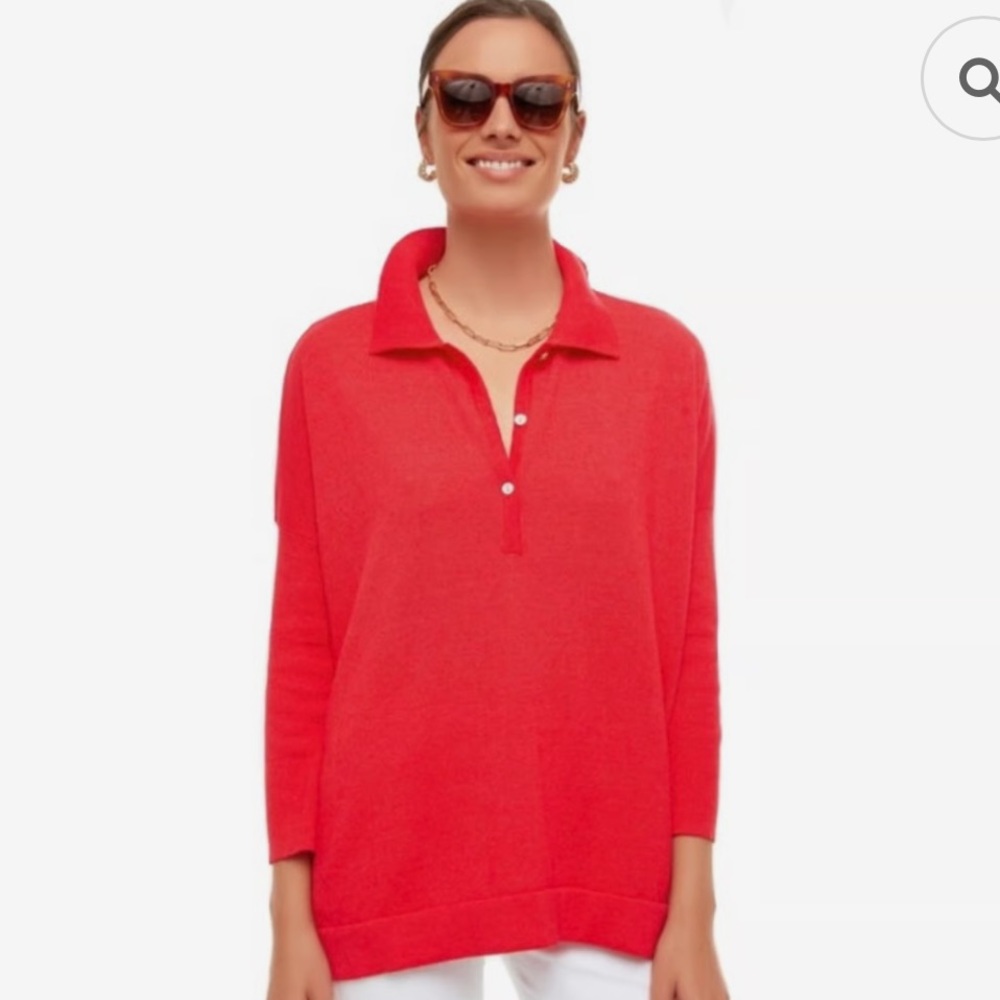 NWT Tuckernuck Clayton Long Sleeve Knit Pullover in Poppy Red